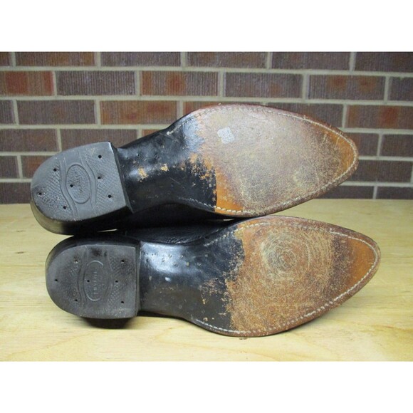 VINTAGE Olathe Cowboy Boots Mens 10 AA Extra Narrow Black Leather Western USA - Picture 11 of 16